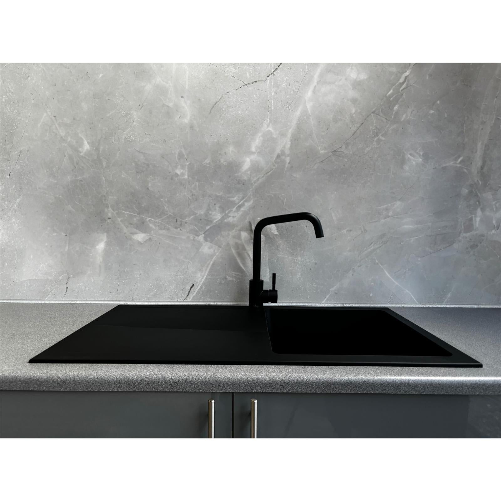 Liquida TEC860BL 1.0 Bowl Composite Reversible Black Kitchen Sink And Waste Kit